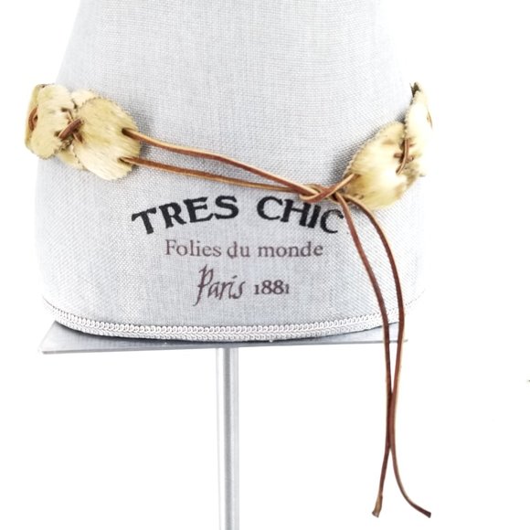 Vintage Genuine Cowhide and Leather Boho Belt - Picture 4 of 14